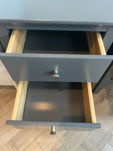 Bedside Locker / Table x2 - Wood - Dark Grey