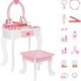 Kids Vanity Set, Table & Chair Vanity Set With Mirror (Includes 15 pcs multiple make up accessories), Makeup Dressing Table with Storage Drawer, Pink Image 5