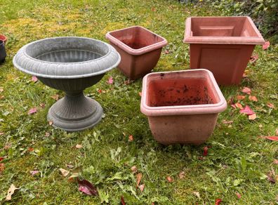 Selection of plastic garden pots