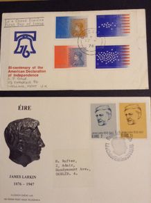 1976 First Day Covers, USA Independence, Larkin, Paul Henry, first telephone call, Europa craftwork