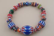 Vintage Venetian Style Chevorn &amp; Mix Glass Trade Glass Beads Bracelet