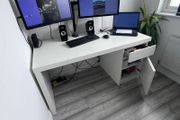Large White IKEA Desk with Storage
