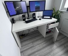 Large White IKEA Desk with Storage