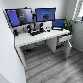Large White IKEA Desk with Storage