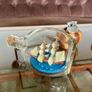 Miniature Antique Tall Ship in a Triangular Dimpled Bottle Image 7