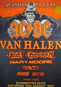 AC/DC Vintage Concert Poster Monsters Of Rock Donington Park UK August 18th 1984 Replica