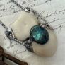 1 Soldered Taurus Bull Disc Bones with a Flashy Blue Labradorite Crystal Pendant Talisman Witchy Spiritual Amulet Image 2
