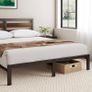 Single Bed Frame 90x190 cm 80cm Height Sustainable Bamboo & Metal Bed Frame with Headboard Steel slat support Eco-Friendly Bed frame  Easy Assembly Black and Brown Image 2