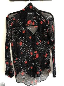 The Kooples. Silk Muslin shirt with poppy print.