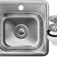 Sink with Siphon 38 x 38 cm - Built-in Steel Sink - Stainless Steel Sink with Tap Hole