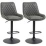 NEW SALE | Retro Bar Stools Set of 2, Adjustable Kitchen Stool, Upholstered Bar Chairs with Back, Swivel Seat, Dark Grey Image 5
