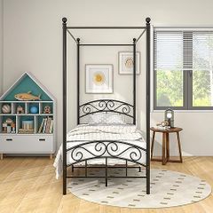 Canopy Bed Frame 3ft Single Size with Ornate European Style
