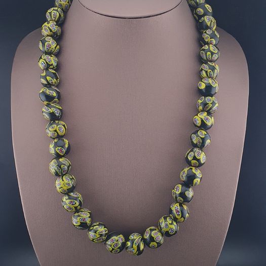 Antique Murano Style Millefiori Glass Beads Necklace 22 inches Strands