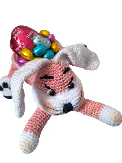 Handmade Crochet Bunny Basket Easter Gift Organizer No Contents