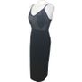 Ladies Black Sexy Strappy Pencil Dress With Embroidered Floral Chest Area Uk 8 includes postage Image 2