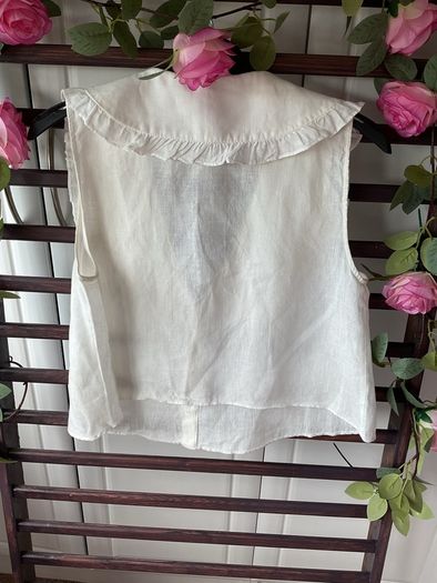 top Zara size large statement collar top 100% linen