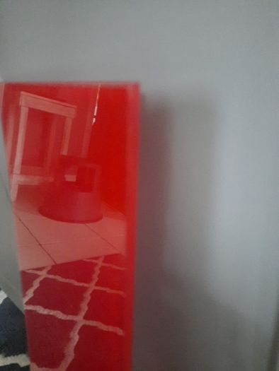red glass shelf