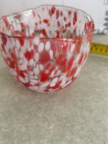 Confetti Small Red ,white and clear bowl.