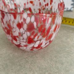 Confetti Small Red ,white and clear bowl.