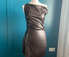 Brown faux leather mini dress. Size M