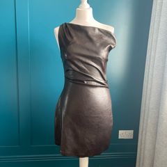 Brown faux leather mini dress. Size M