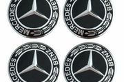 Mercedes Benz 4Pcs Wheel 75mm 3 inches Center Caps Alloy Rim Hub Cap Car Logo Emblem Black