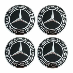 Mercedes Benz 4Pcs Wheel 75mm 3 inches Center Caps Alloy Rim Hub Cap Car Logo Emblem Black