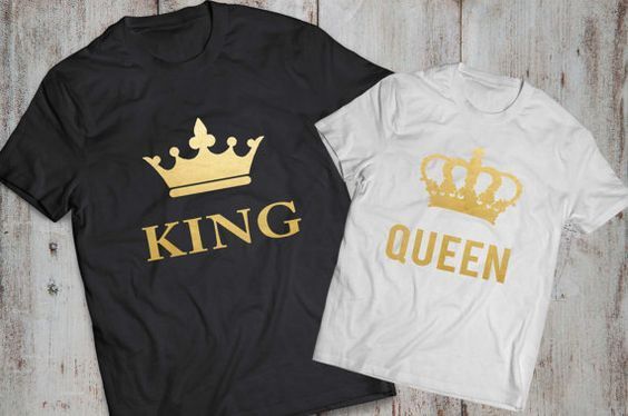 King And Queen Couple T-shirts Tees For Valentines Day Gift Present