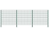 Fence Panel with Posts Iron 5.1x1.6 m Green
