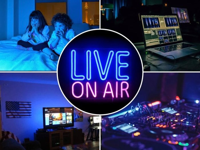 Live On Air Neon Sign Blue Pink Letters Led Neon Light On Air Sign Neon Word Sign Led Wall Art for Studio Bedroom Game Room Party Streaming Bar Club Decoration with USB Power (FREE POSTAGE)