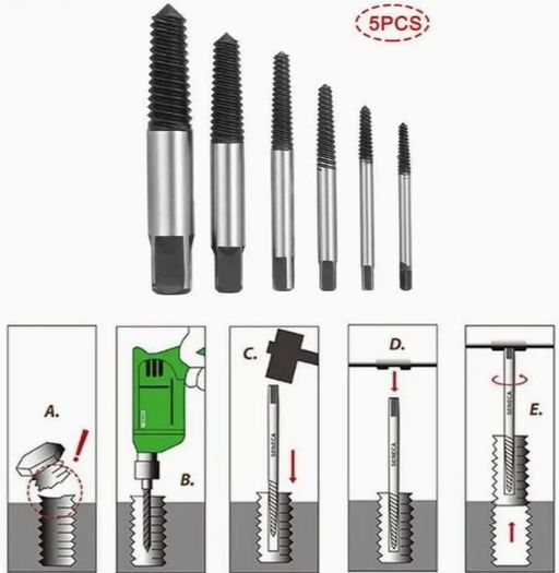 Steel Durable Screw Extractor Drill Bits 5pcs, new, unopened.