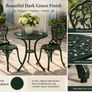 French Country Style Cast Aluminium Bistro Set Deep Forest Green Image 5