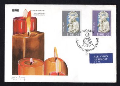 1982 Ireland Christmas Commemorative Stamps Post and Telegraph First Day Cover (FDC) with Corcaigh (Cork) pictorial cancel