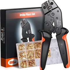 NEW SALE | Tools for Spade Connector, 0.5-1.5mm squared/22-16 AWG Electrical Crimping Pliers, Preciva Wire Terminals Crimping Tool with 600pcs Cable Brass Male Female Wire