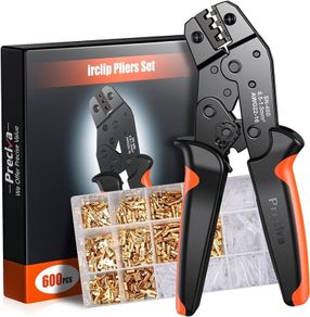 NEW SALE | Tools for Spade Connector, 0.5-1.5mm squared/22-16 AWG Electrical Crimping Pliers, Preciva Wire Terminals Crimping Tool with 600pcs Cable Brass Male Female Wire