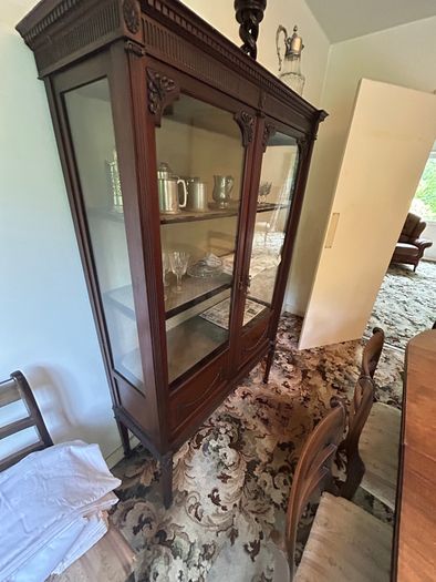 Antique Edwardian / Sheraton Revival Mahogany Glass Display Cabinet / Vitrine
