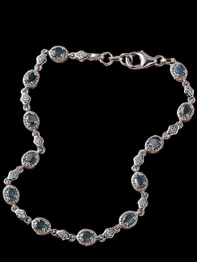 Sterling silver 925 bracelet with natural Alexandrite and Zircon