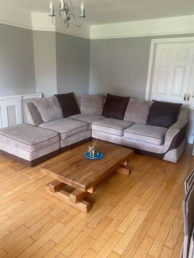 L sofa , swivel chair, foot