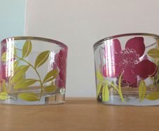 Pair of Candle holder glass flower design