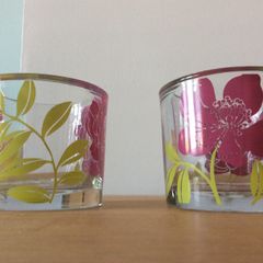 Pair of Candle holder glass flower design