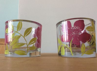 Pair of Candle holder glass flower design