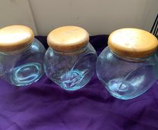 3 Glass Jars With Wooden Lids