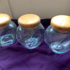 3 Glass Jars With Wooden Lids