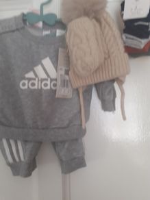 Baby boy bundle 0-3 months .All new with tags .Addidas tracksuit Name it top Dunnes hat and gloves Pack of 7 socks .Pack of 2 pair of rattle socks plus free summer hat new and green cable knit jumper all new 17 euro the lot