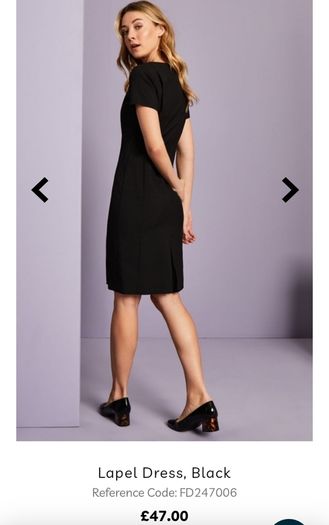 Simon Jersey workwear lapel dress, black, size UK8 and UK10