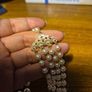 1960s Vintage Faux Pearls Crystal 4 Strand Japan 17.5 Inch Necklace 60s Image 5
