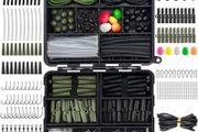 NEW SALE | 278pcs Carp Fishing Tackle Job Lot in Box Clips Hooks Quick Change Swivel Links Shrink Tubes Corn Rubbers Terminal Tackles Green Black