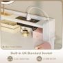 Dressing Table with LED Light Strip, Adjustable Colorful Brightness, Vanity Table with USB Power Outlets, White Vanity Desk with Stool, Makeup Desk with 2 Fabric Drawers, no Mirror, 80 /40/90cm Image 5