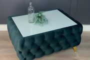 Long Chesterfield Coffee Table Velvet Rectangle 83x63x45cm with Glass
