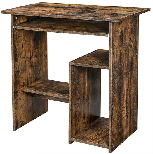 Desk, Computer Table, Workstation, with Stand and Shelf, Central Unit Compartment, for Small Space, Easy Assembly, 80 x 45 x 74 cm, Rustic Brown